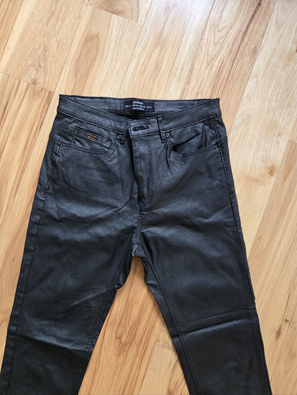 Stradivarius Black Skinny Coated Jeans, M
